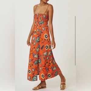 Anthropologie Maeve Floral Cross-back Maxi Dress XXS